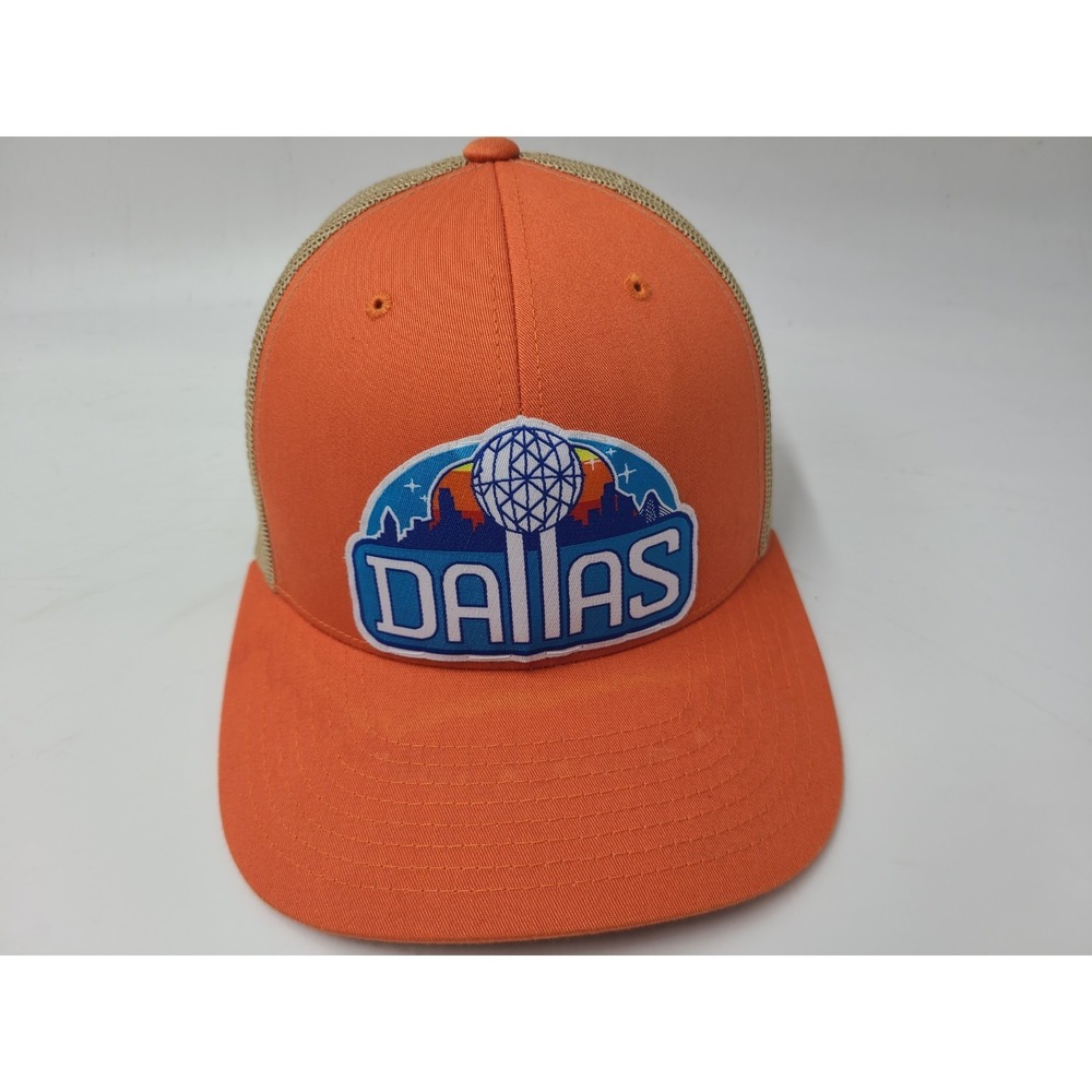 Dallas City Skyline Yupoong Mesh Trucker Snapback Hat Cap Texas Men Orange Beige